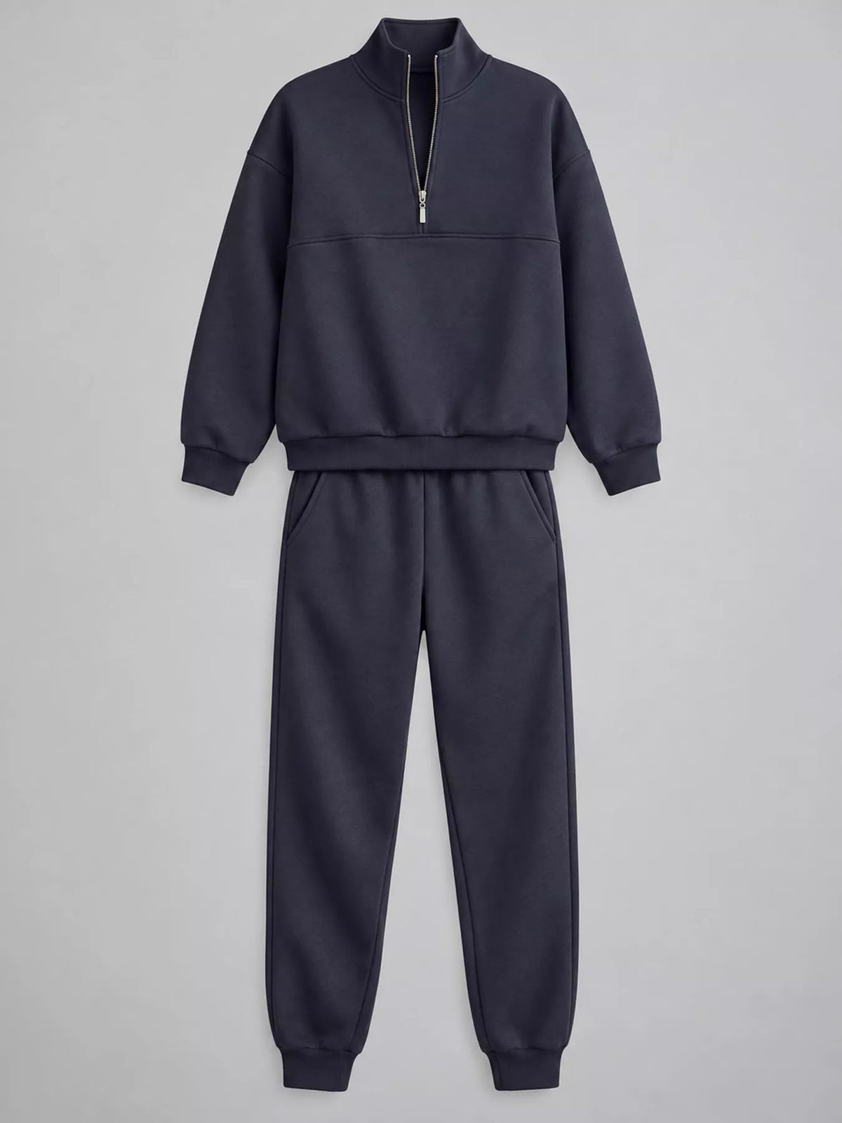 Half-zip top and pants set, navy flat set