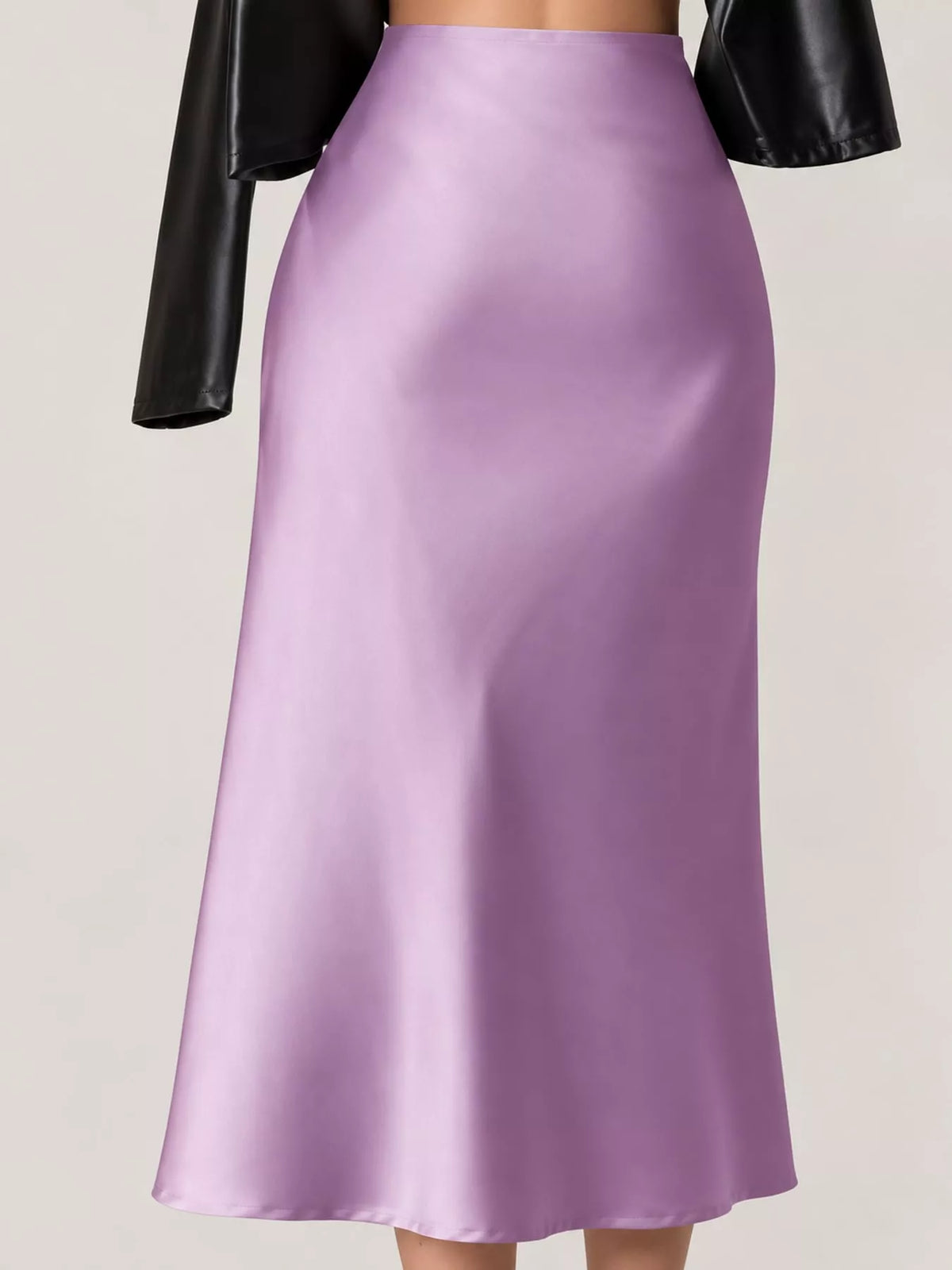 Satin midi skirt, purple front