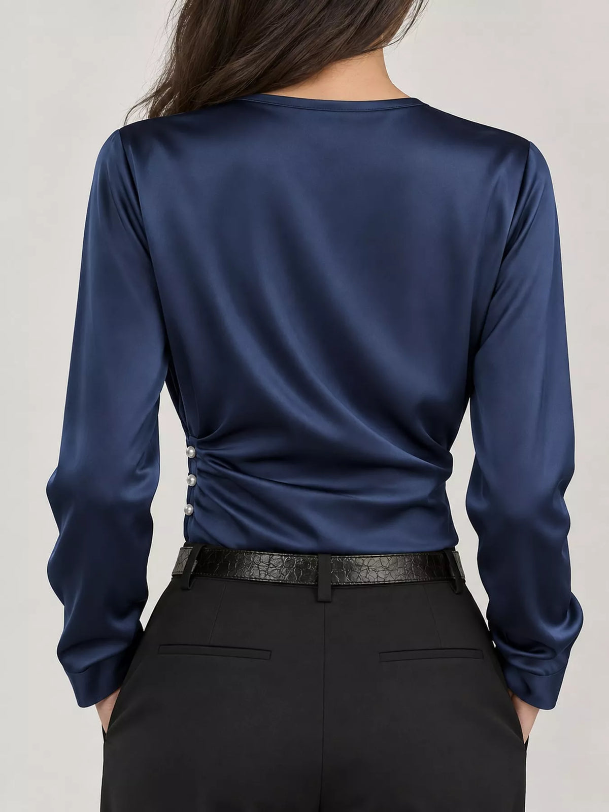 Surplice blouse, navy back