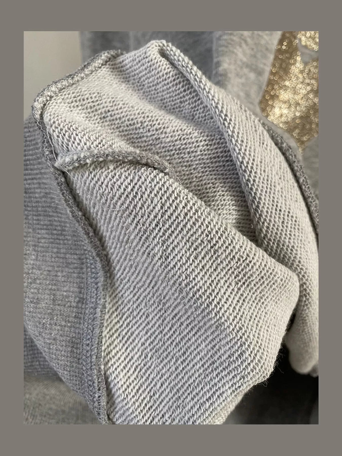 Heather Gray v-neck dropped shoulder graphic sweatshirt