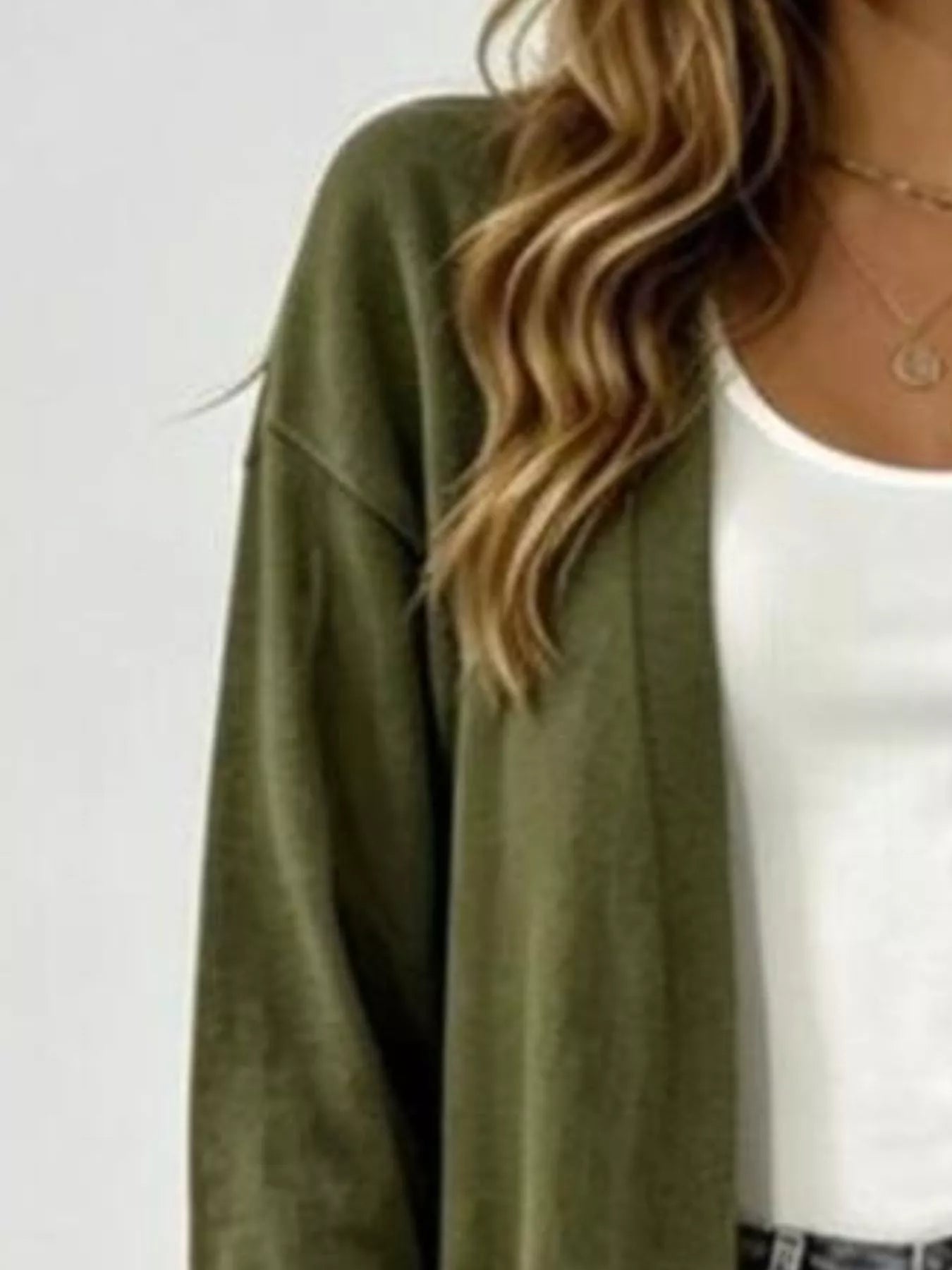 Trendsi Full Size Open-Front Longline Knit Cardigan Plus Size -