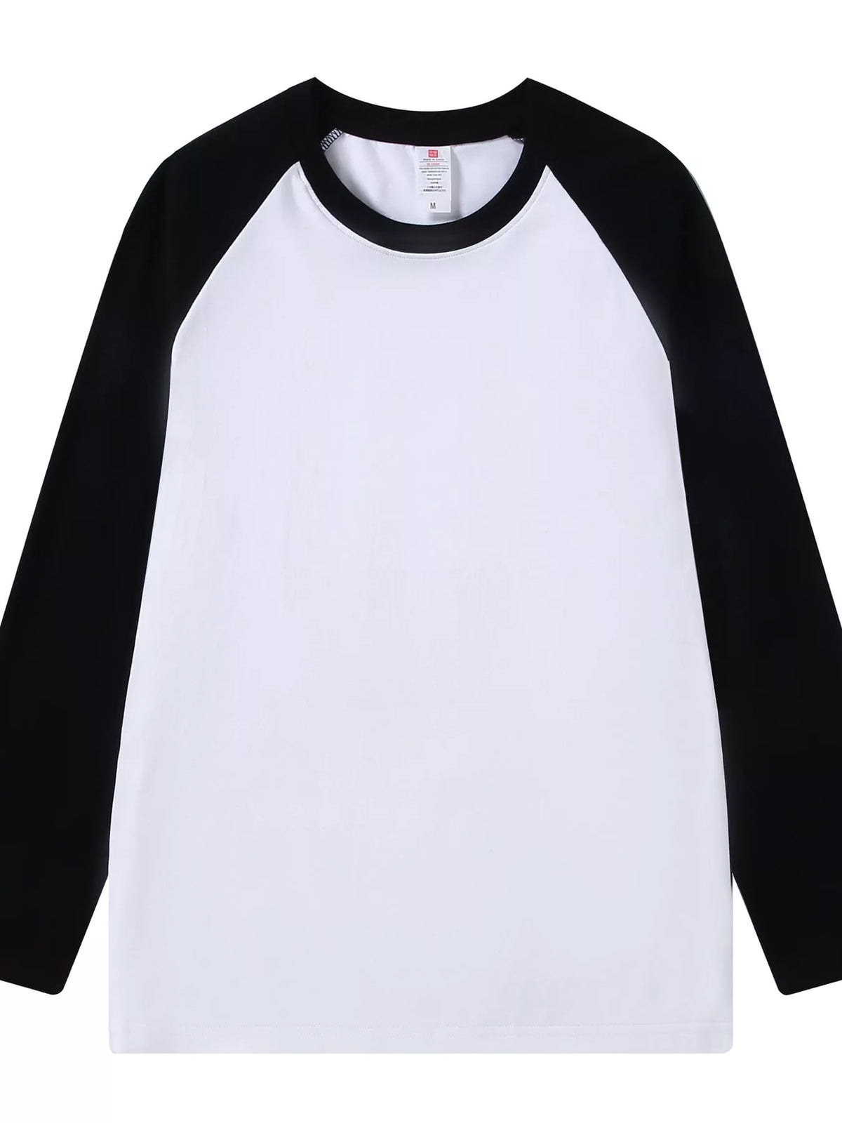 White And Black contrast raglan long sleeve t-shirt