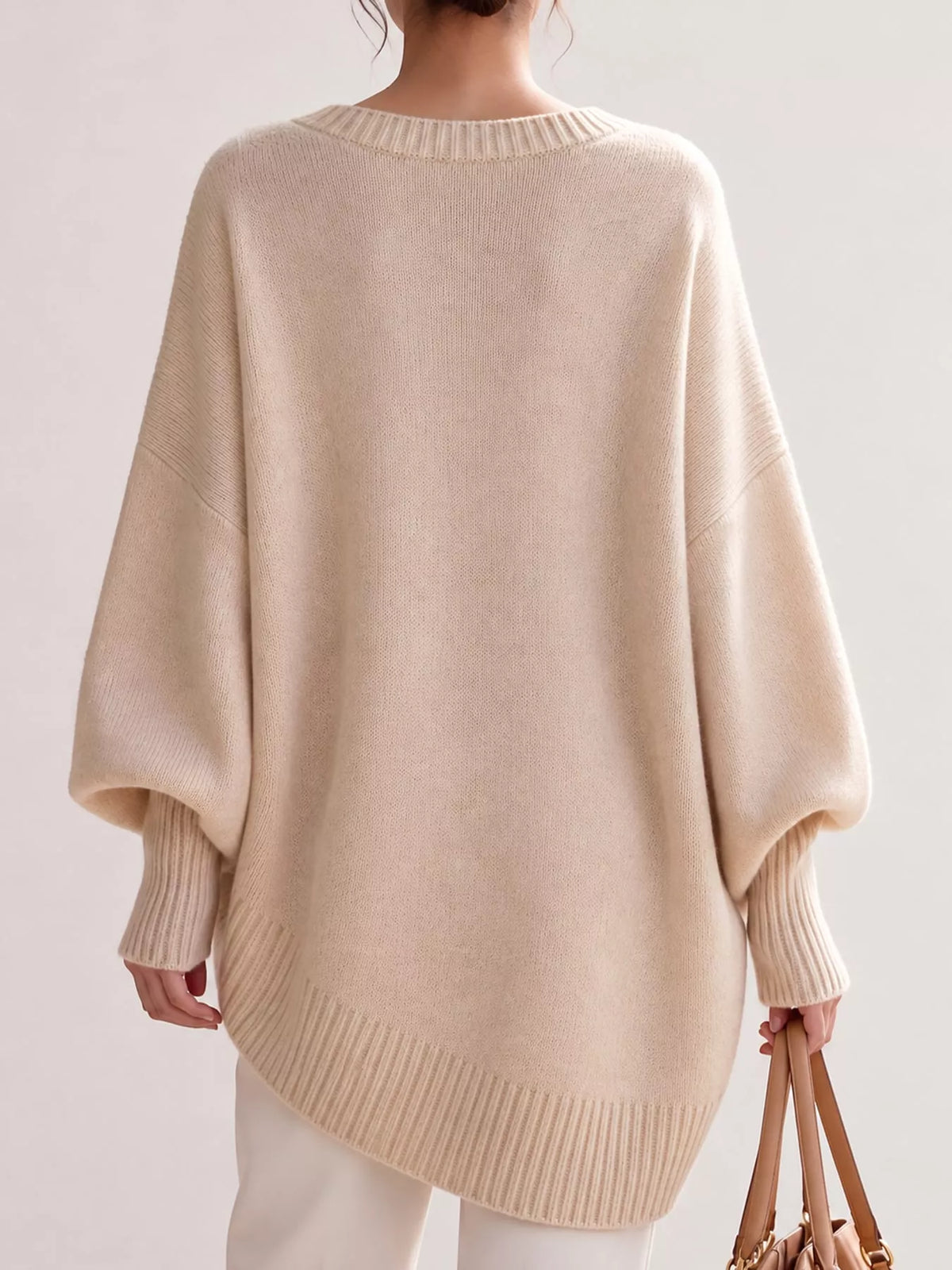 Batwing sweater, cream back