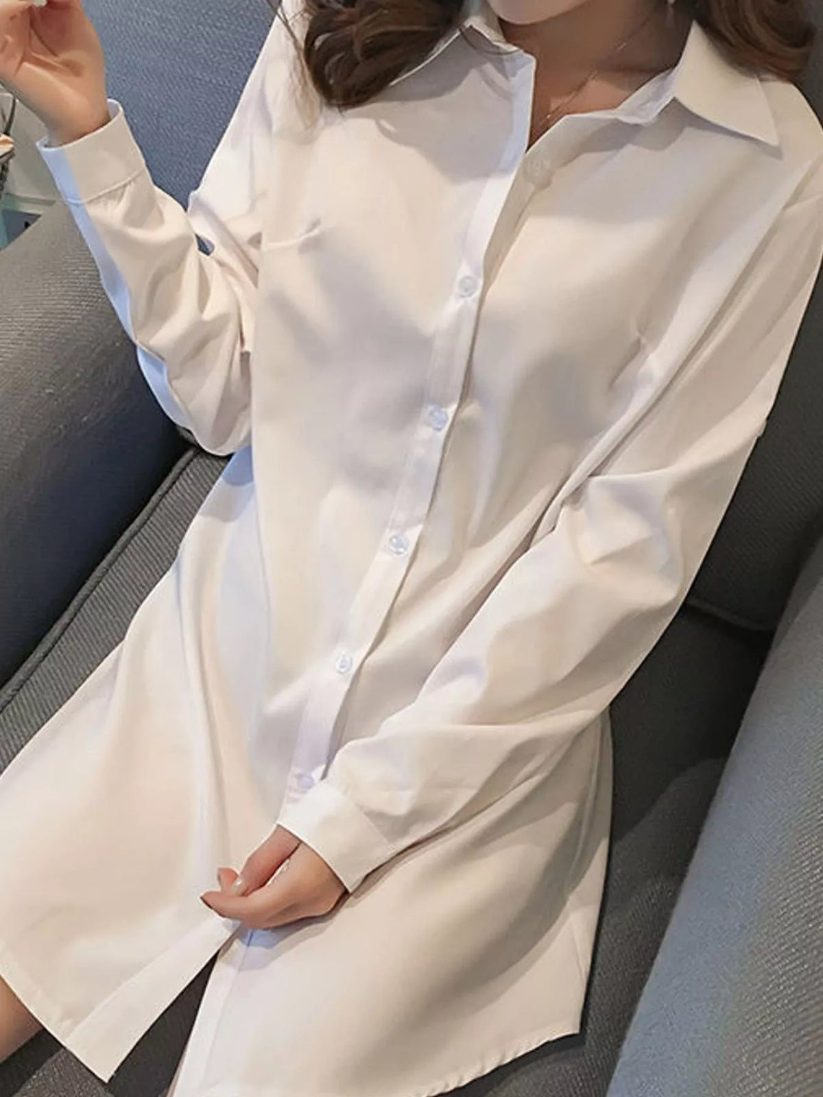 Button-Down Shirt with Roll-Up Sleeves — front view