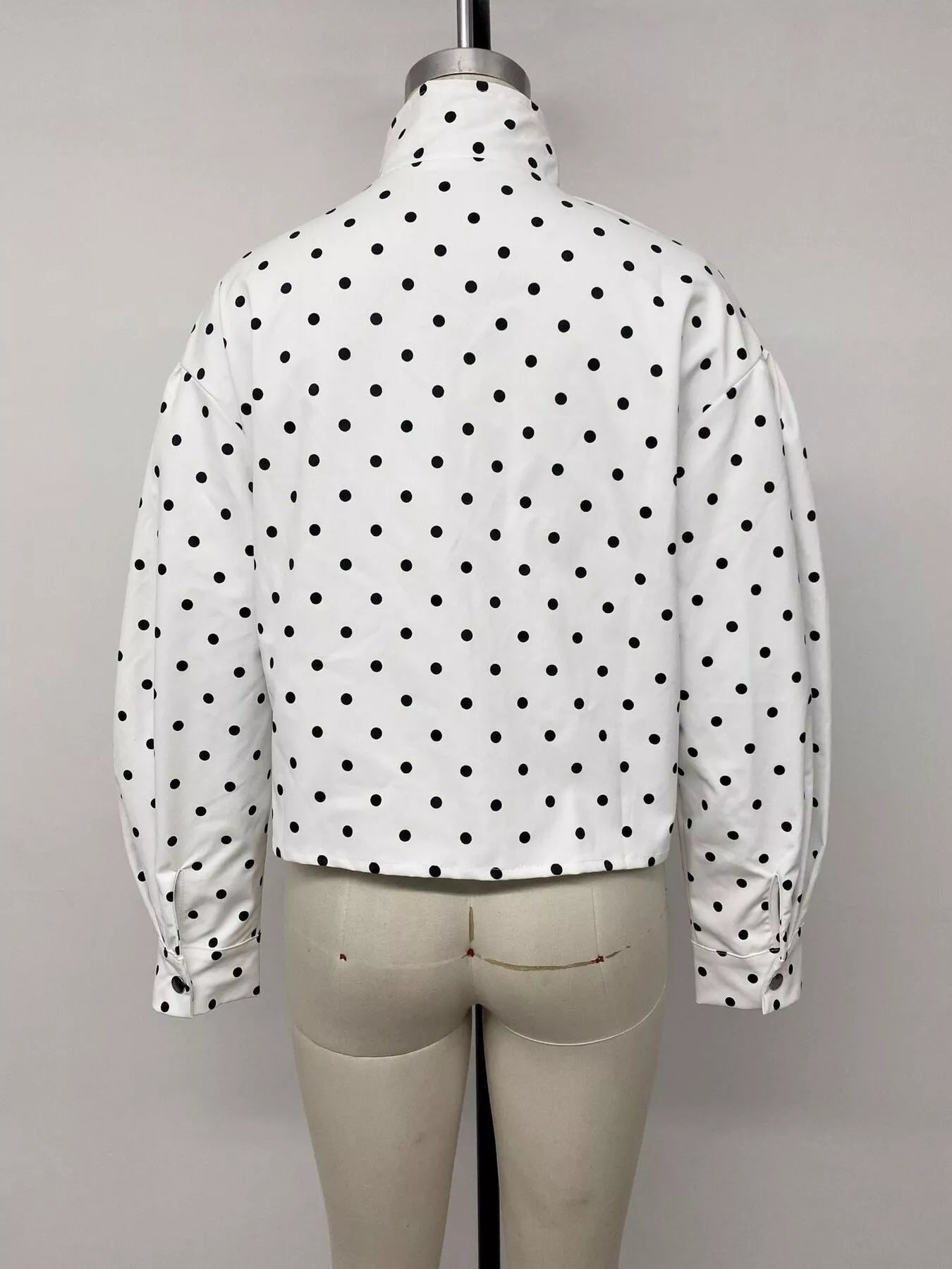 Trendsi Polka Dot Zip Up Cropped Jacket -