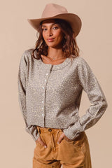 Trendsi SO ME Two Tone Leopard Vintage Print Button Up Cardigan -