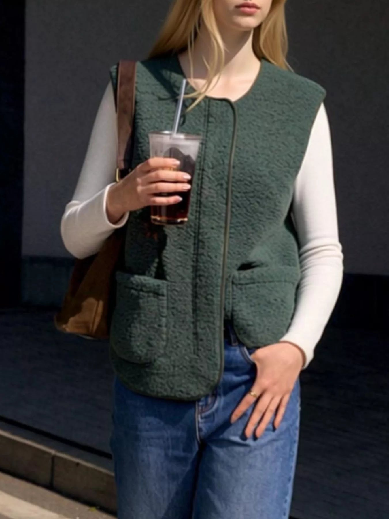 Trendsi Sherpa Sleeveless Vest Coat -