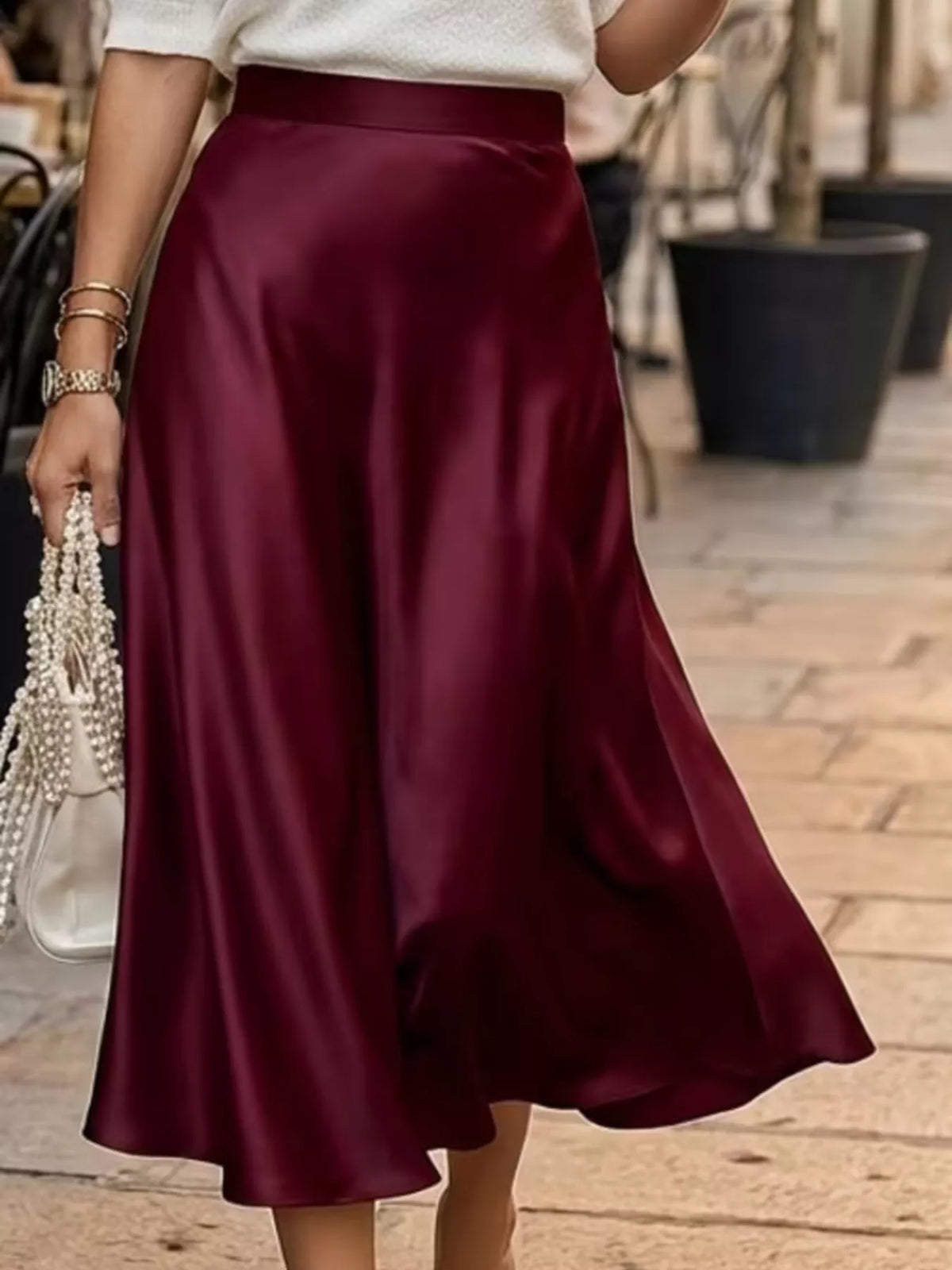 Trendsi Satin Midi Skirt -