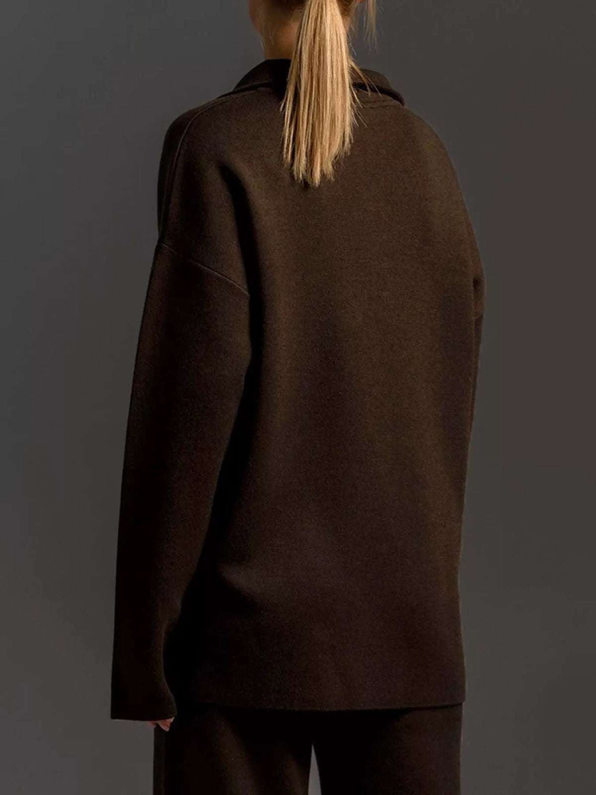 Polo top and pants set, brown top back