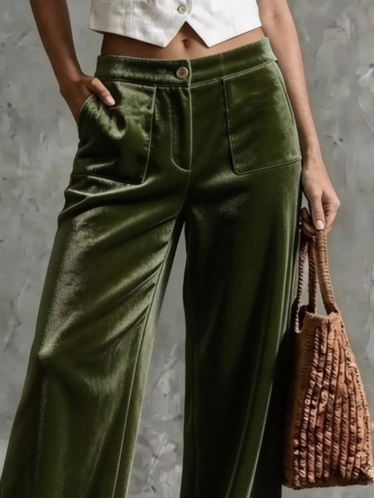 Trendsi Full Size Velvet Wide-Leg Pants Plus Size -