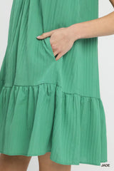 Trendsi Umgee Flutter Sleeve Tiered Dress -
