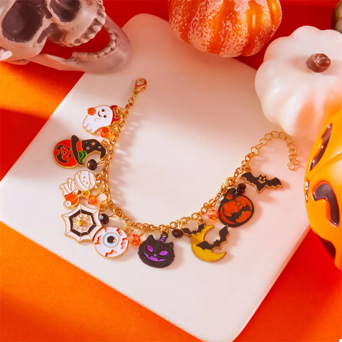 Trendsi 18K Gold-Plated Halloween Charm Bracelet -
