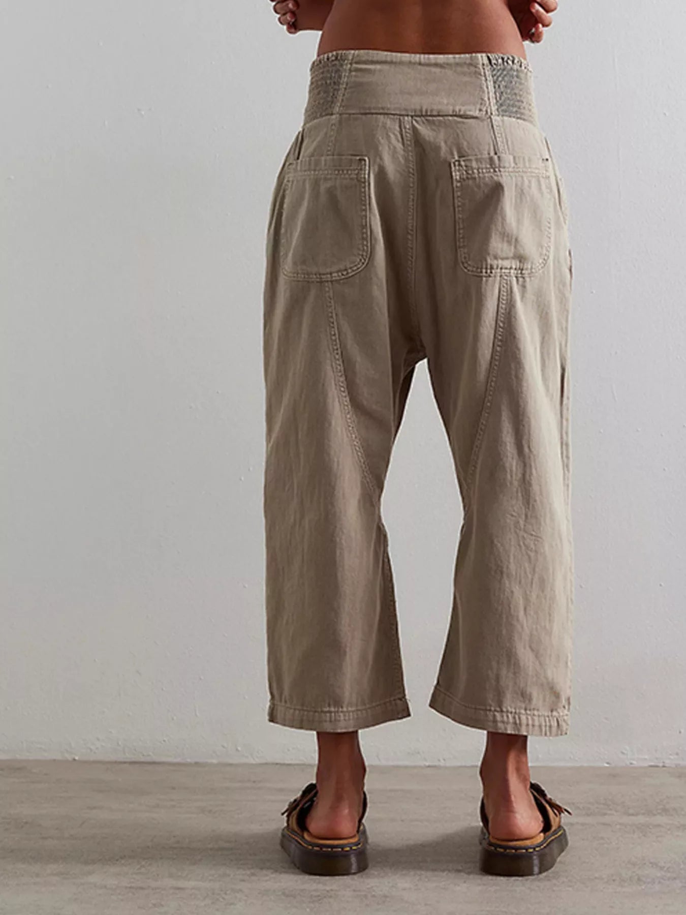 Trendsi Smocked High-Waisted Wide Leg Jeans -