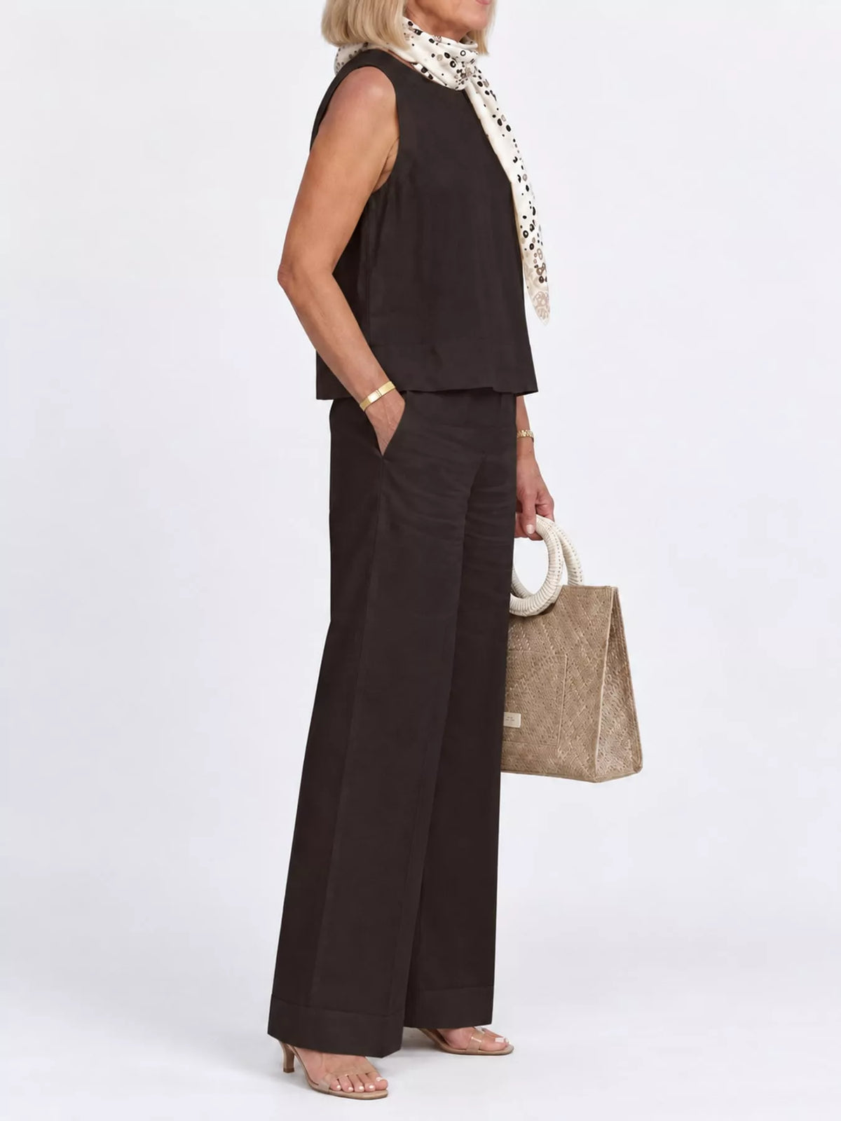 Sleeveless Top and Wide-Leg Pants Set — side view