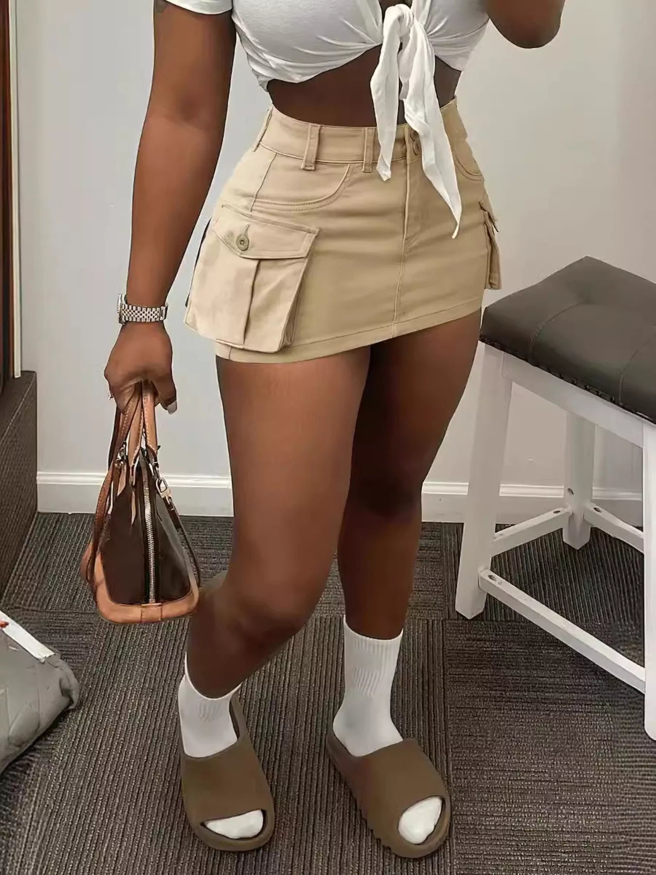 Trendsi Cargo Pocket Mini Skirt -