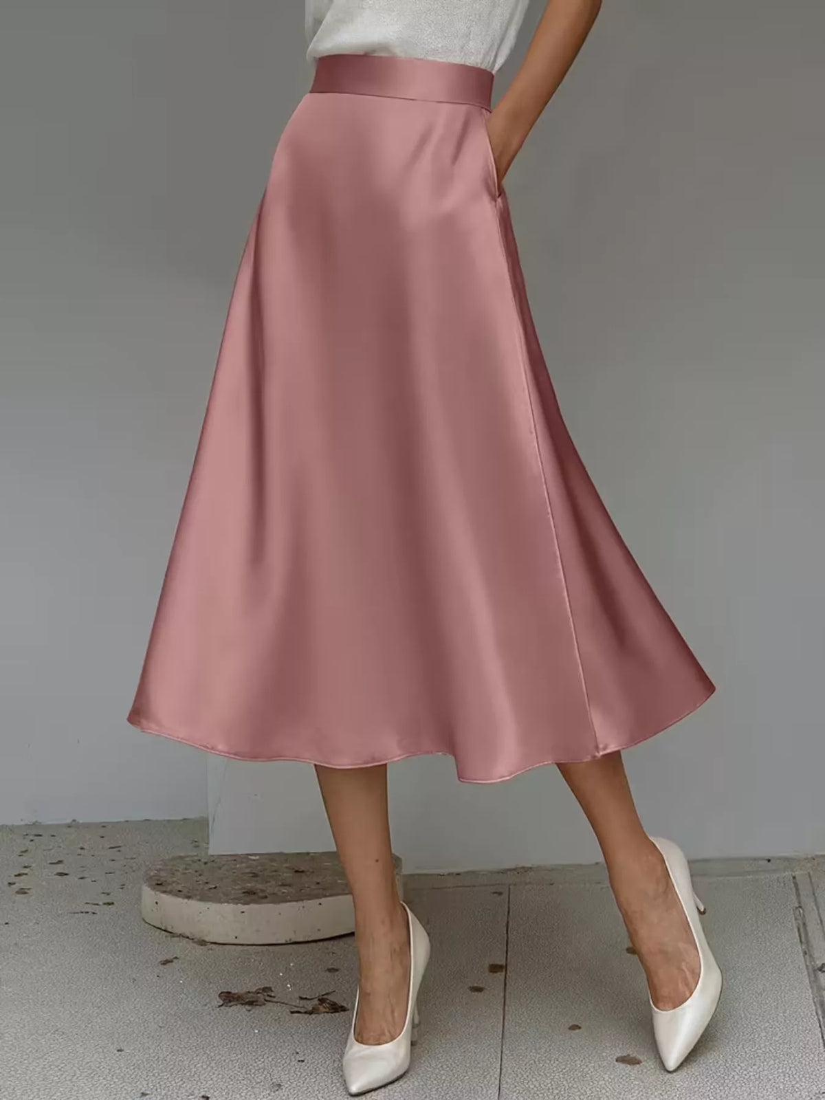 Trendsi Satin Midi Skirt -