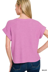 Trendsi Zenana Rolled Sleeve Top and Pants Sweater Set -