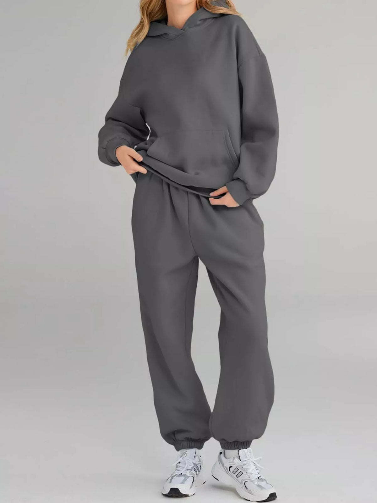 Kangaroo Pocket Hoodie and Joggers Set — front view