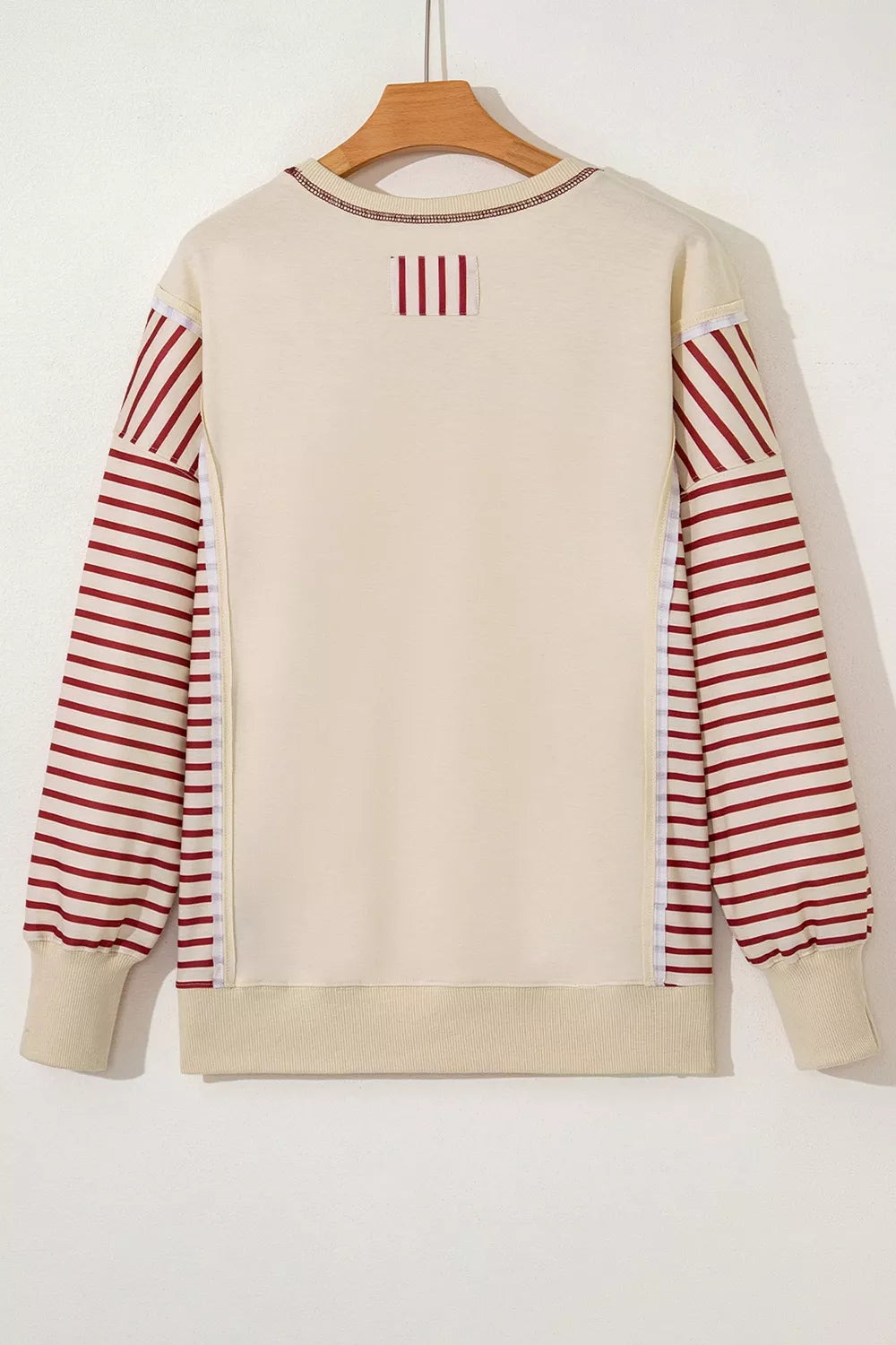 Trendsi Slit Striped Long Sleeve Sweatshirt -