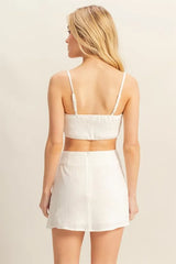 Trendsi HYFVE Ruched Bra Top and Mini Skirt Set -