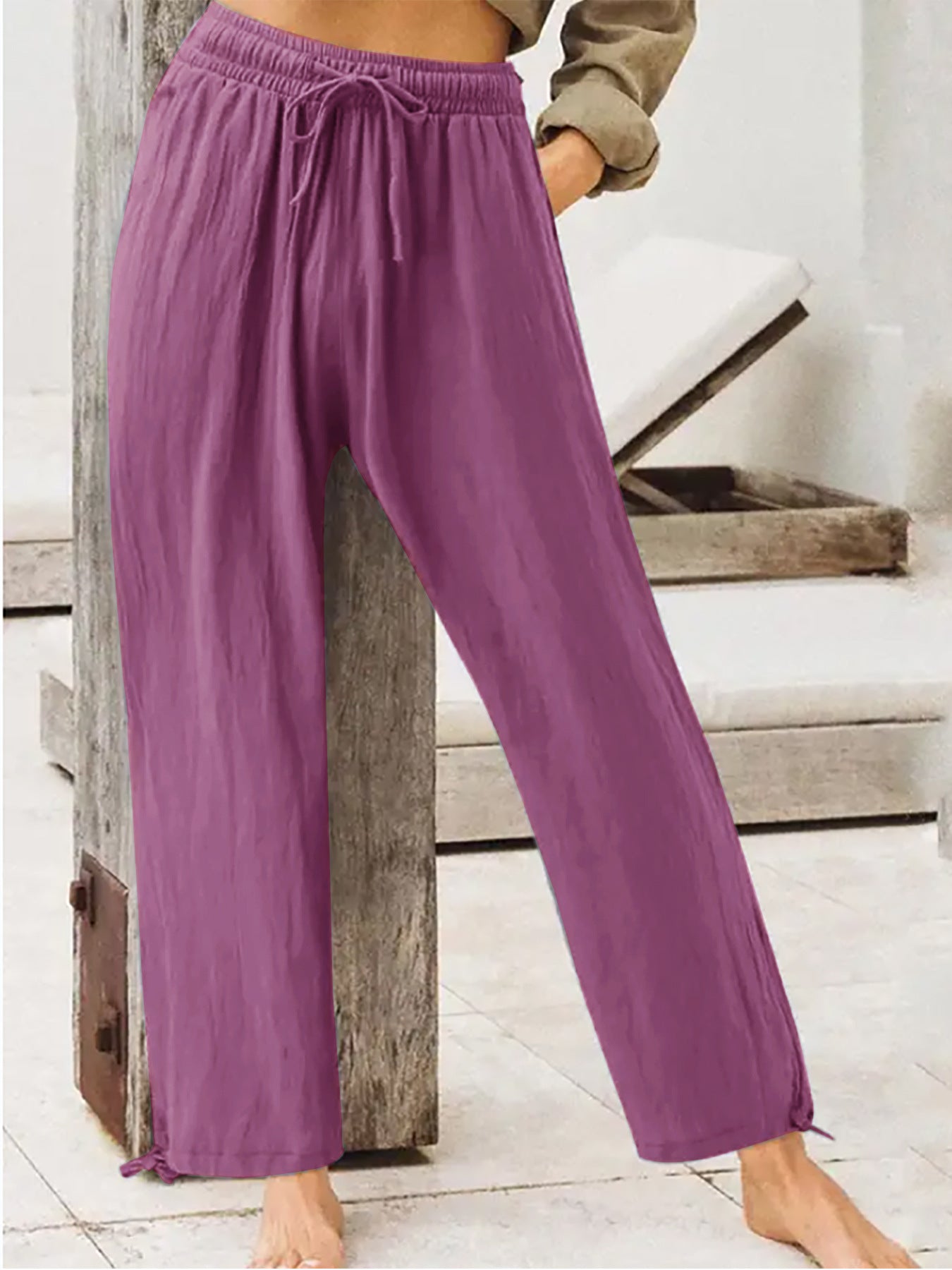 Trendsi Full Size Casual Drawstring Wide-Leg Pants Plus Size -