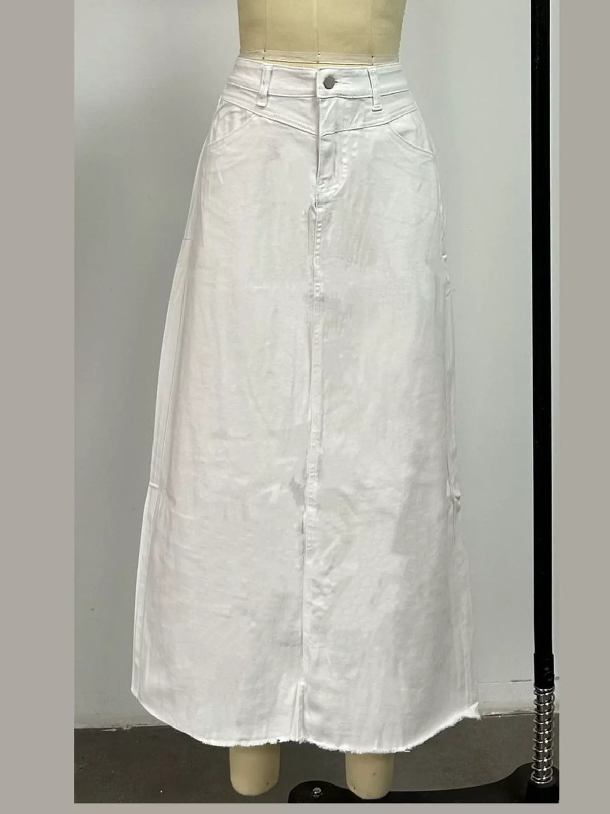 Raw Hem Maxi Denim Skirt — garment front