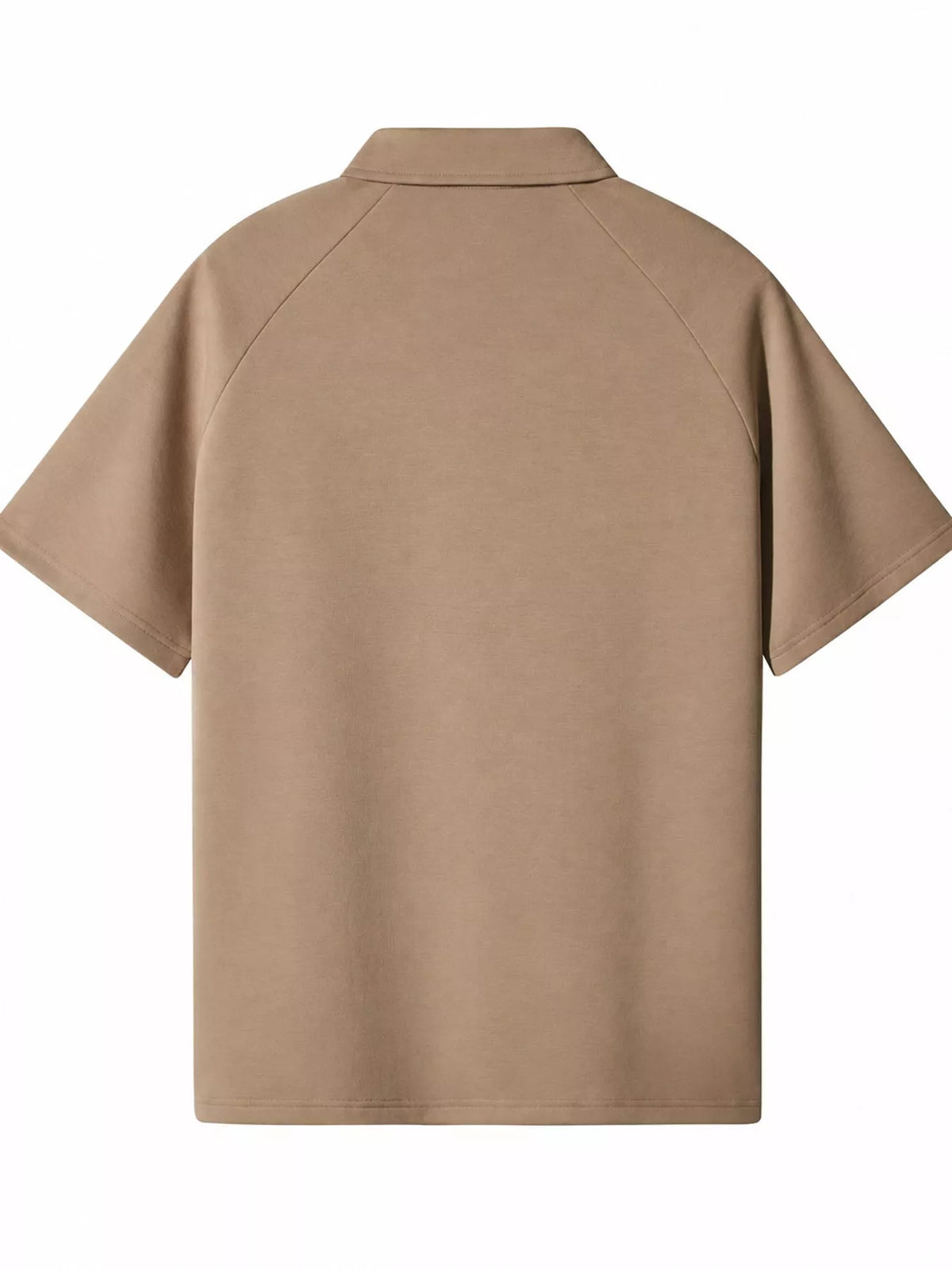 Khaki short sleeve polo t-shirt, back view