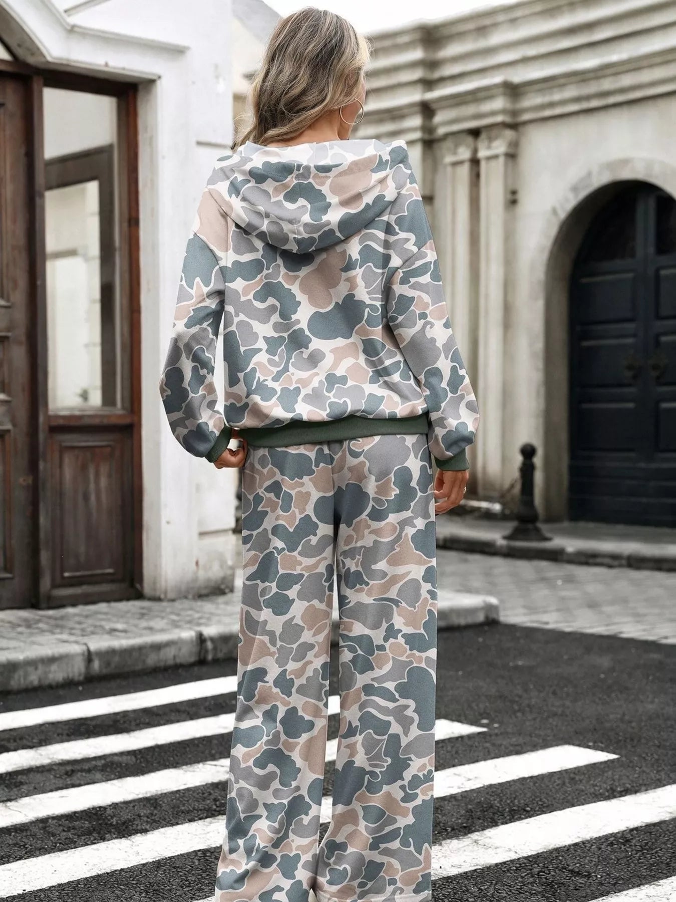 Trendsi Printed Long Sleeve Hoodie and Pants Set -