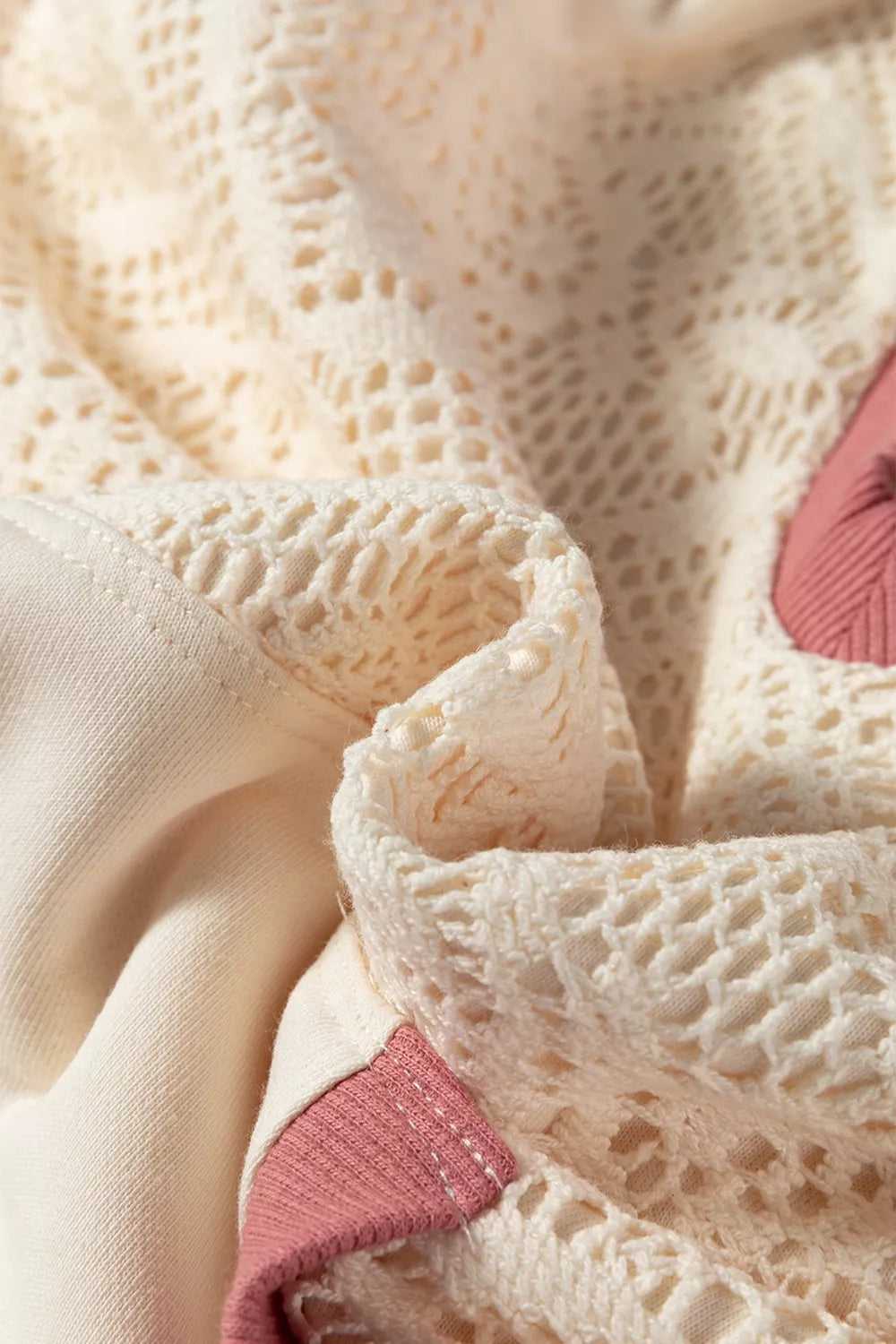 Trendsi Crochet Knit Contrast Trim Hoodie -