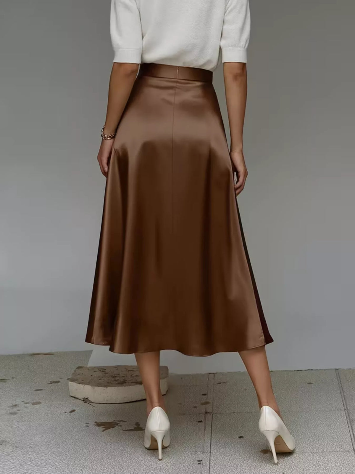 Trendsi Satin Midi Skirt -