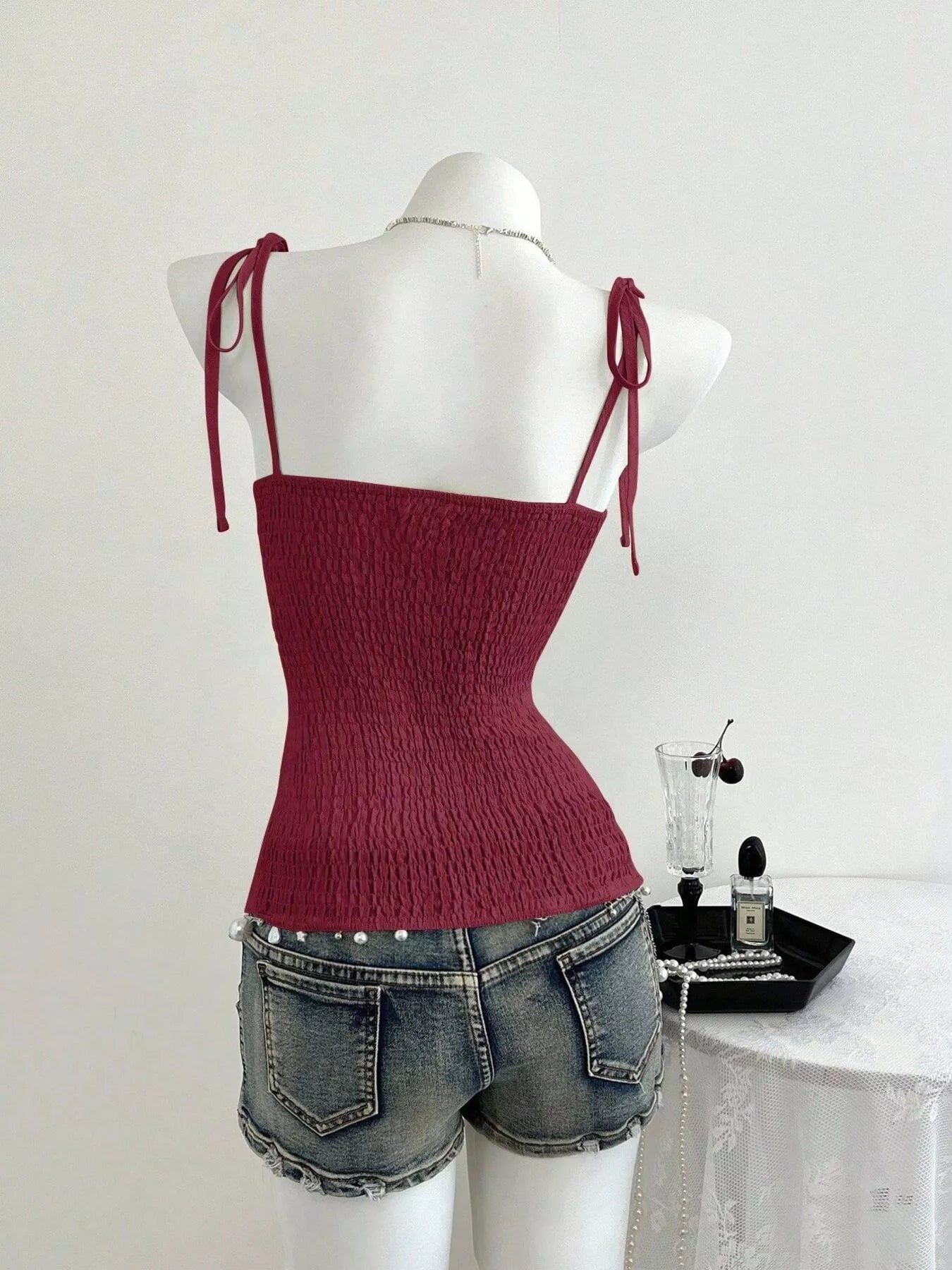 Trendsi Lace-Trimmed Tie Shoulder Cami -