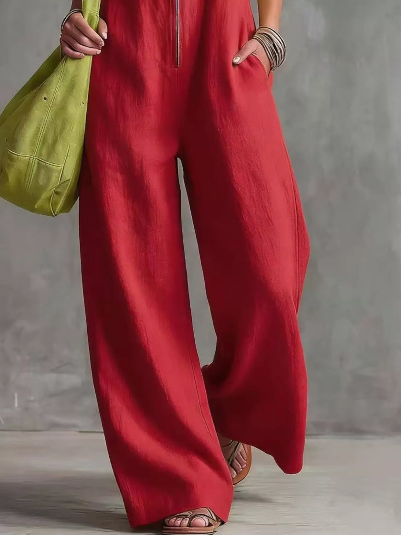 Trendsi Full Size Zip Front Sleeveless Jumpsuit Plus Size -