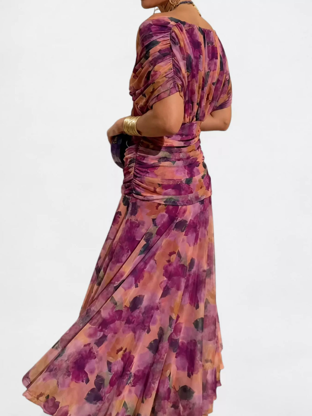 Burgundy ruched dress