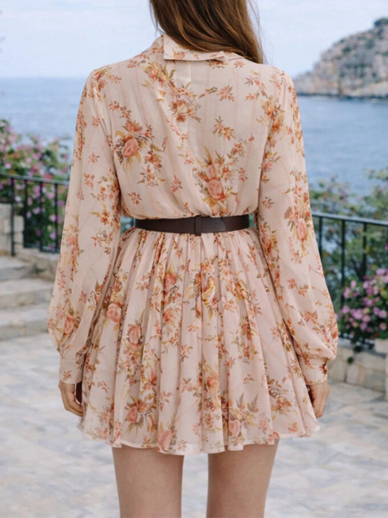 Trendsi Full Size Floral Print Long Sleeve Shirt Dress Plus Size -
