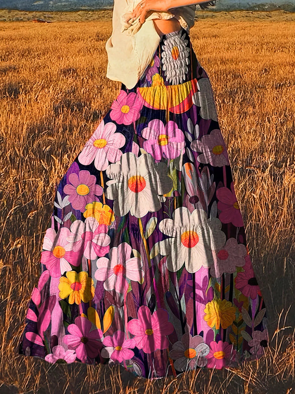 Trendsi Floral Print High-Waisted Maxi Skirt -