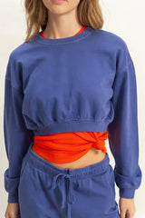 Trendsi HYFVE Crew Neck Long Sleeve Crop Sweatshirt -