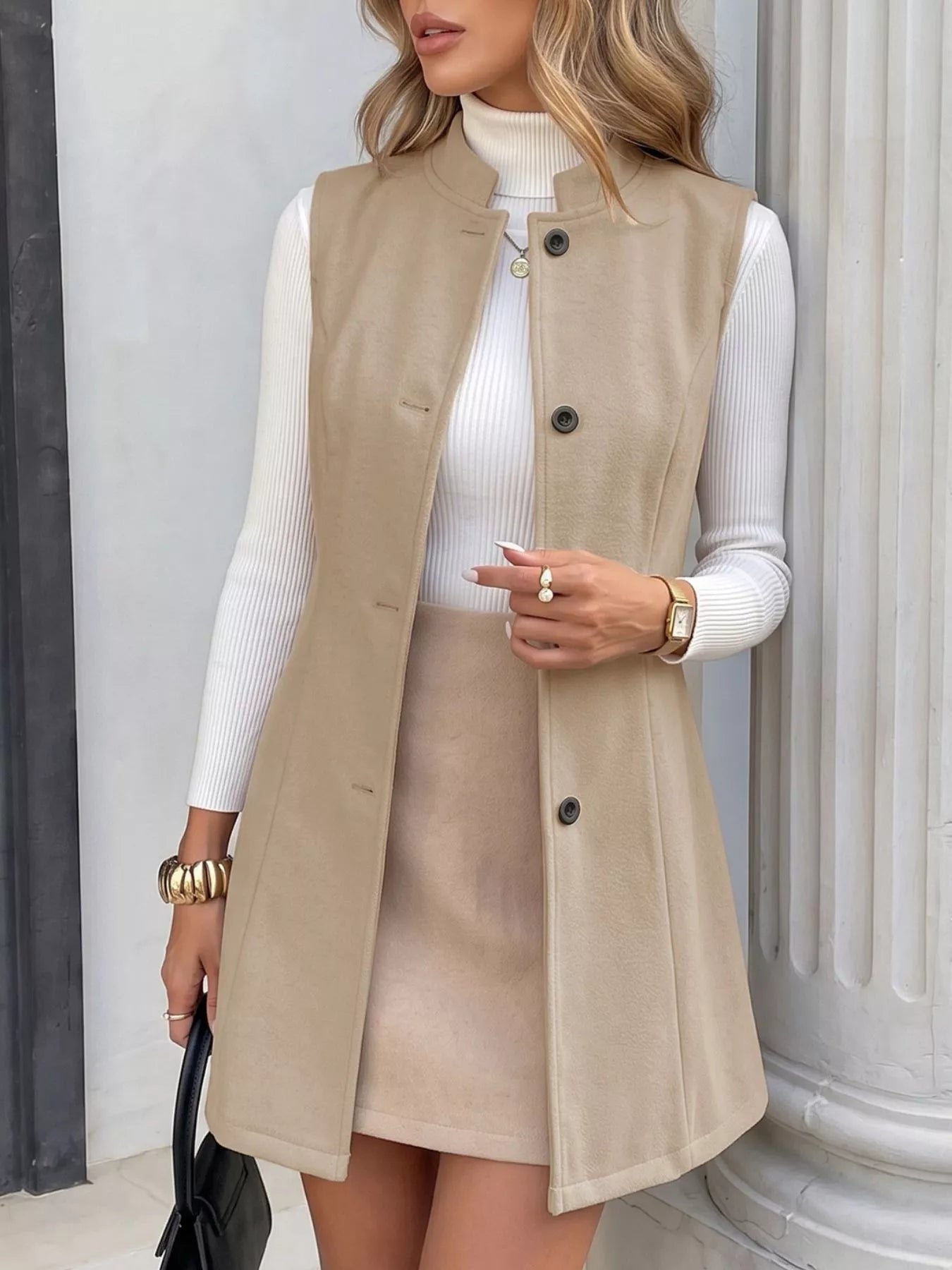 Trendsi Elegant Button-Down Vest Coat -
