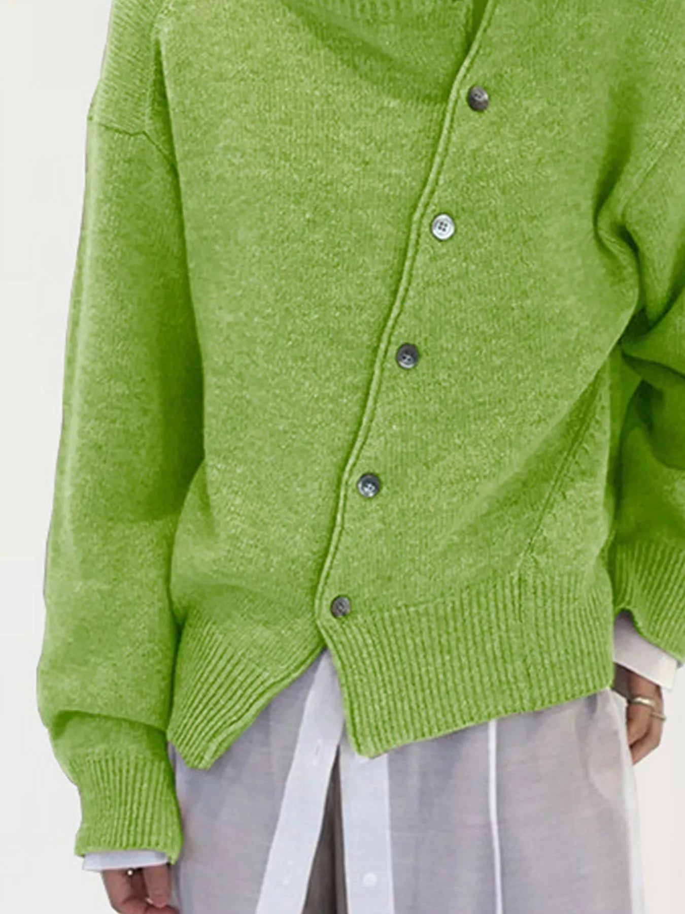 Trendsi Asymmetric Button-Down Sweater -