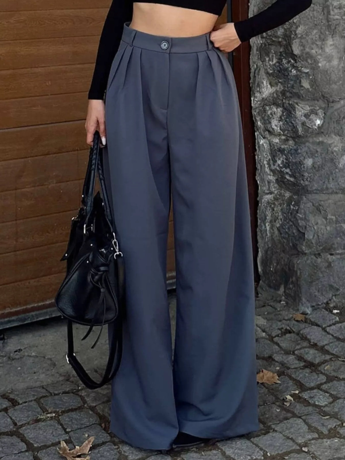 Trendsi High-Waisted Pleated Wide-Leg Pants -