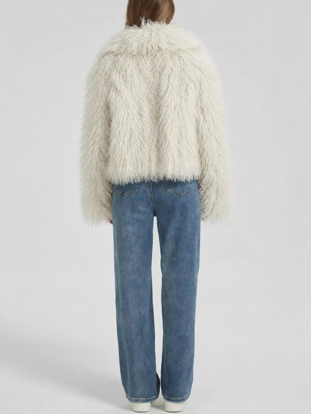 Collared long sleeve jacket, back view