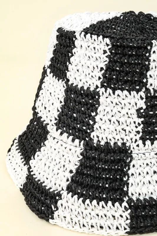 Checkered Knit Bucket Hat for Everyday Wear — product view 4