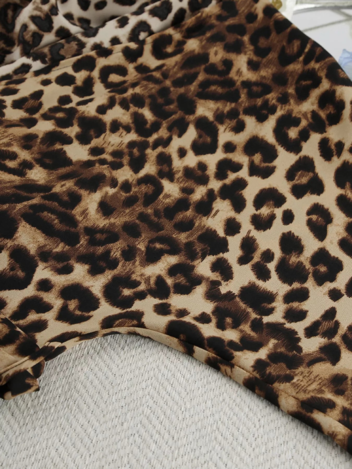 Trendsi Leopard Cardigan and Wide Leg Pants Lounge Set -