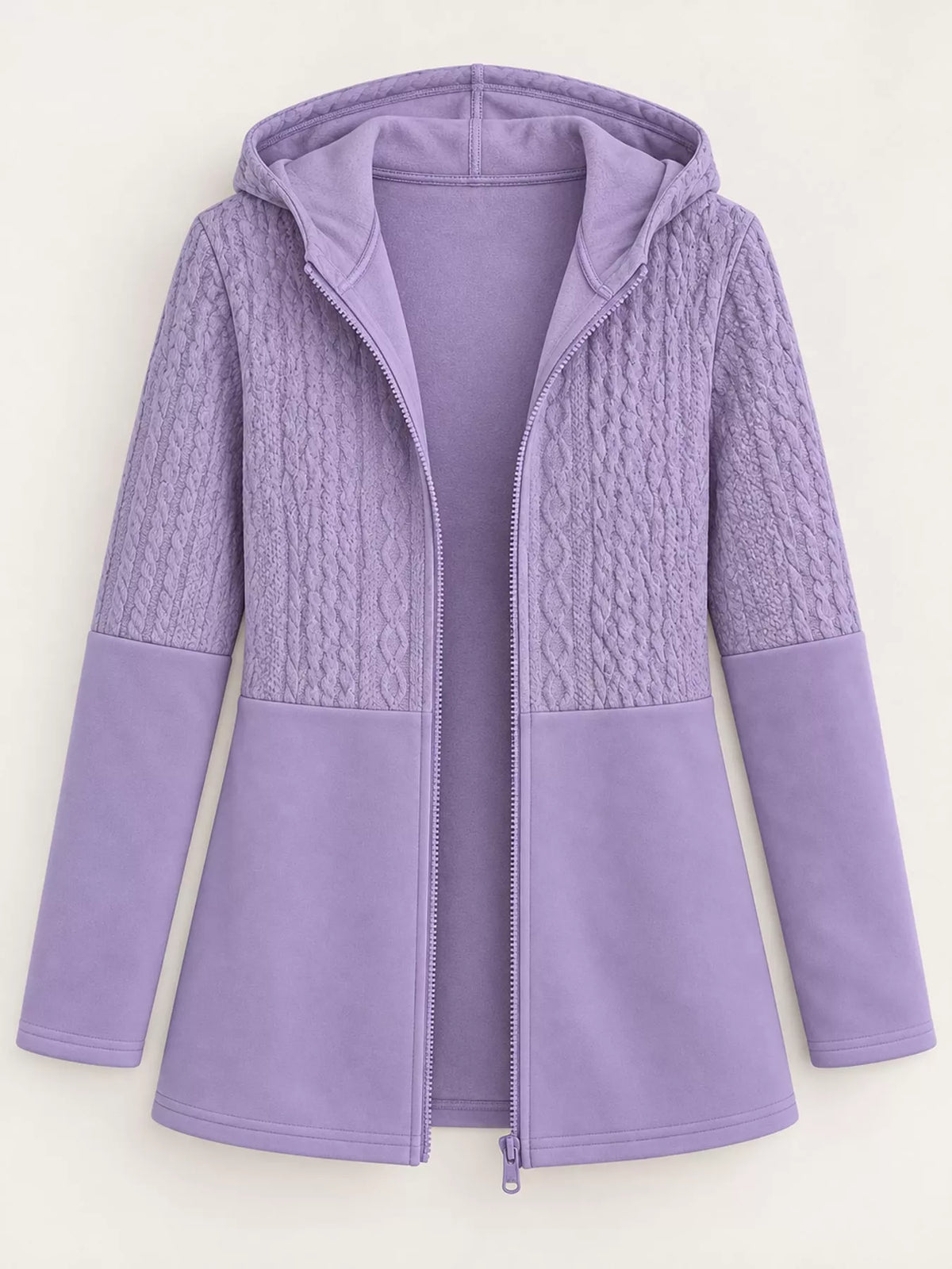 Purple hooded zip-up jacket