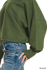Trendsi Zenana Boat Neck Balloon Sleeve Sweater -