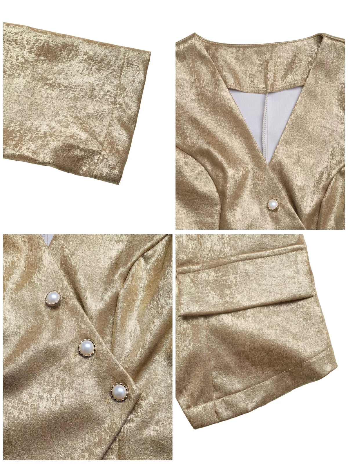 V-neck long sleeve blazer, construction and design details