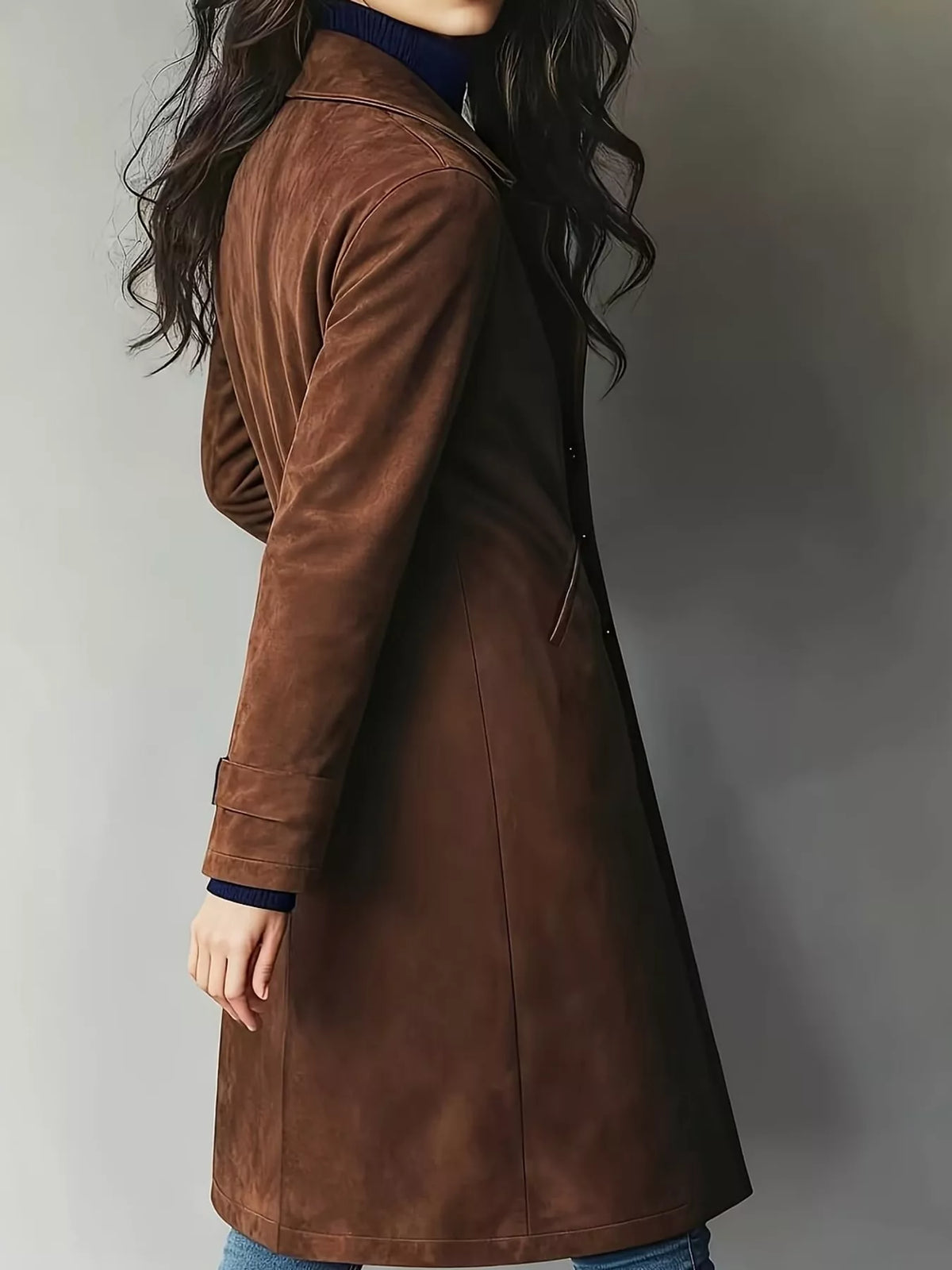 Collared long sleeve jacket, back view
