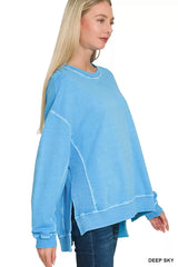 Trendsi Zenana Full Size French Terry Pigment Dye & Enzyme Washing Pullover Plus Size -