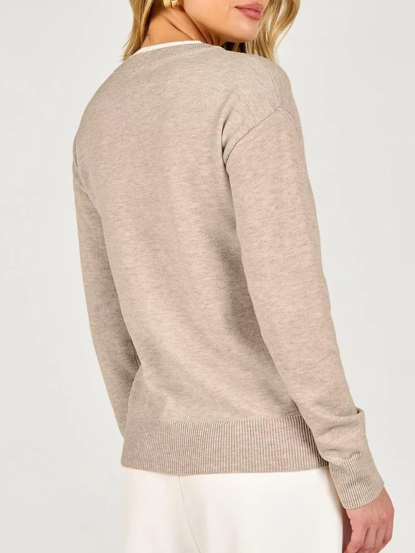 Trendsi Long Sleeve Dropped Shoulder Sweater -