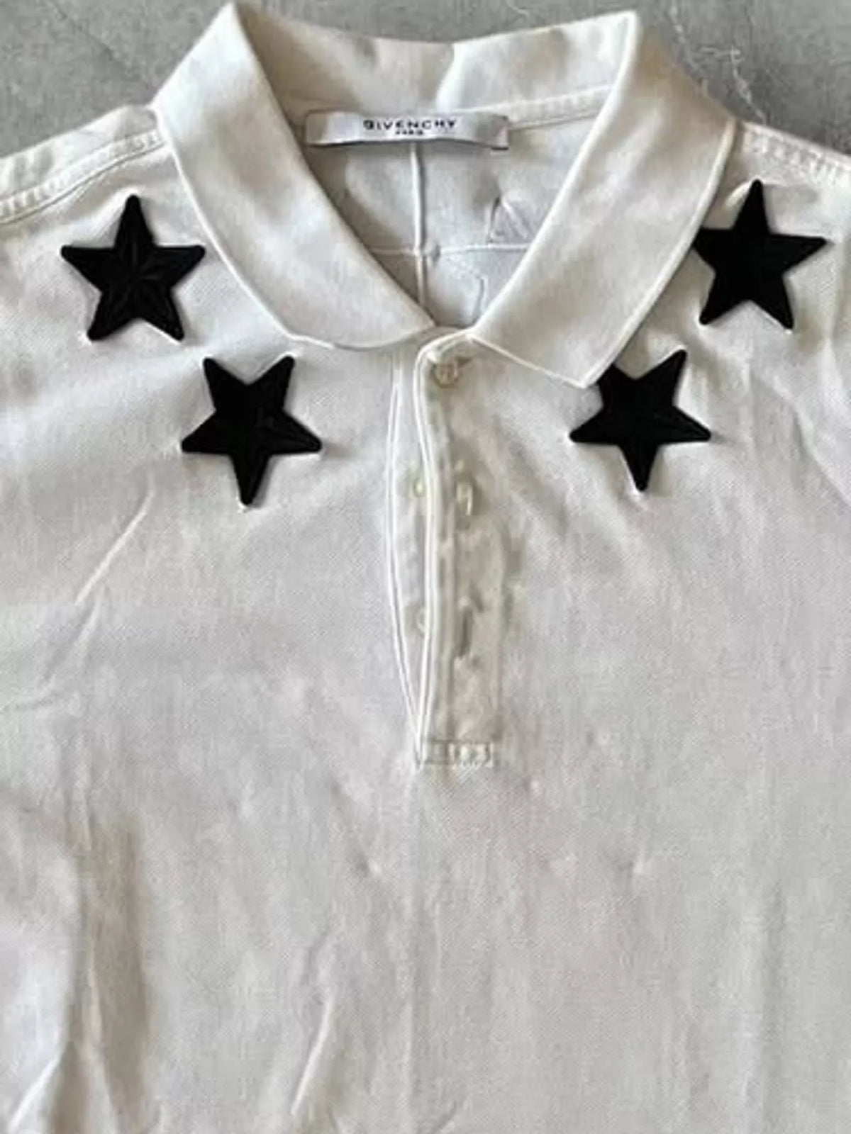 White star-embellished polo t-shirt