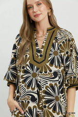 Trendsi Umgee Abstract Print Midi Dress -